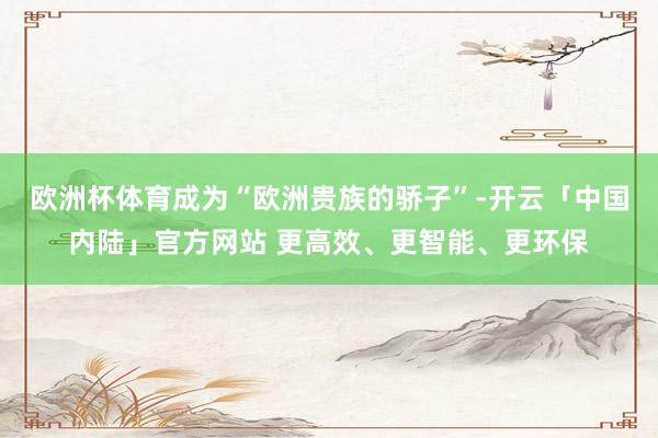 欧洲杯体育成为“欧洲贵族的骄子”-开云「中国内陆」官方网站 更高效、更智能、更环保
