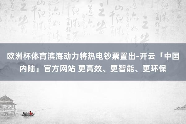 欧洲杯体育滨海动力将热电钞票置出-开云「中国内陆」官方网站 更高效、更智能、更环保