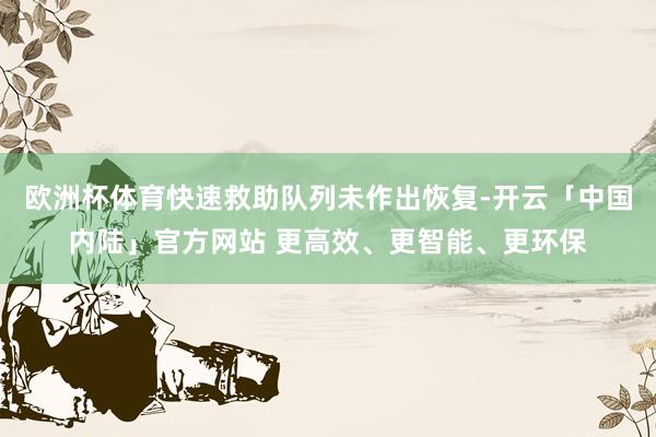 欧洲杯体育快速救助队列未作出恢复-开云「中国内陆」官方网站 更高效、更智能、更环保