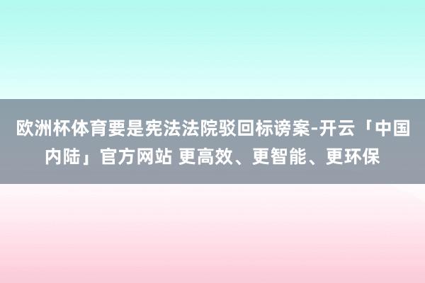 欧洲杯体育要是宪法法院驳回标谤案-开云「中国内陆」官方网站 更高效、更智能、更环保