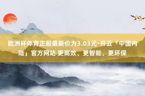 欧洲杯体育正股最新价为3.03元-开云「中国内陆」官方网站 更高效、更智能、更环保