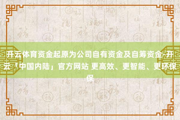 开云体育资金起原为公司自有资金及自筹资金-开云「中国内陆」官方网站 更高效、更智能、更环保