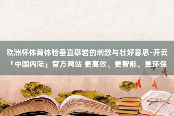 欧洲杯体育体验垂直攀岩的刺激与壮好意思-开云「中国内陆」官方网站 更高效、更智能、更环保