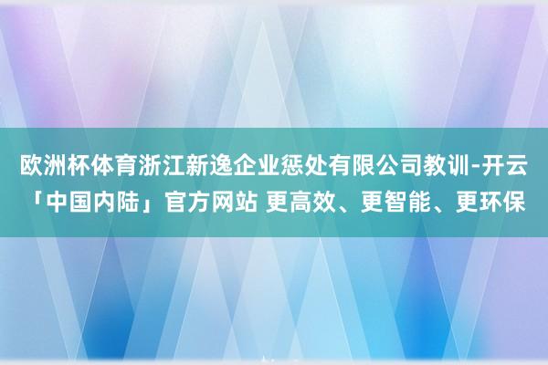 欧洲杯体育浙江新逸企业惩处有限公司教训-开云「中国内陆」官方网站 更高效、更智能、更环保