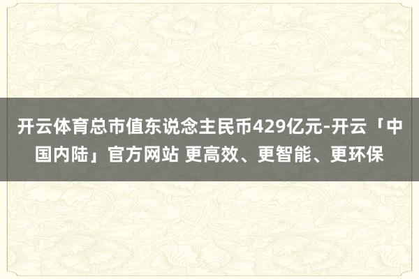 开云体育总市值东说念主民币429亿元-开云「中国内陆」官方网站 更高效、更智能、更环保