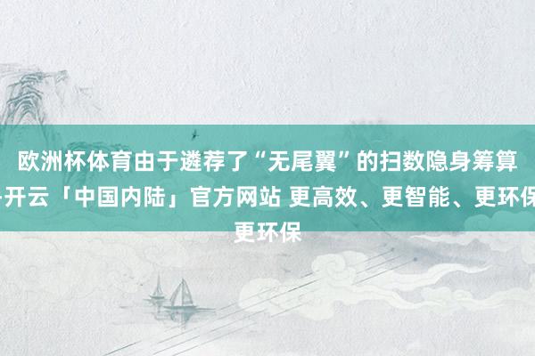 欧洲杯体育由于遴荐了“无尾翼”的扫数隐身筹算-开云「中国内陆」官方网站 更高效、更智能、更环保