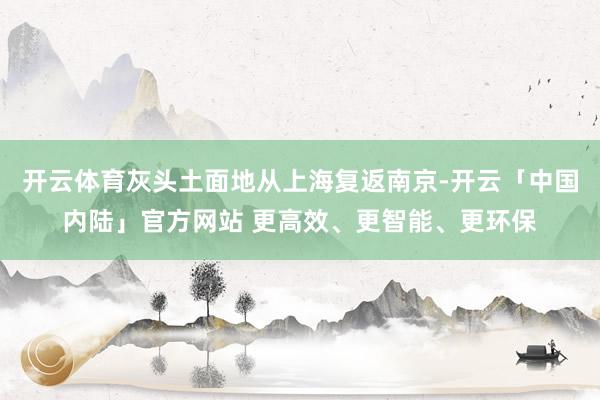 开云体育灰头土面地从上海复返南京-开云「中国内陆」官方网站 更高效、更智能、更环保