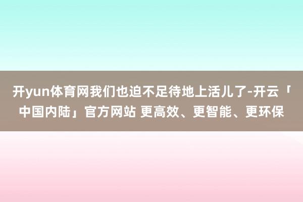 开yun体育网我们也迫不足待地上活儿了-开云「中国内陆」官方网站 更高效、更智能、更环保