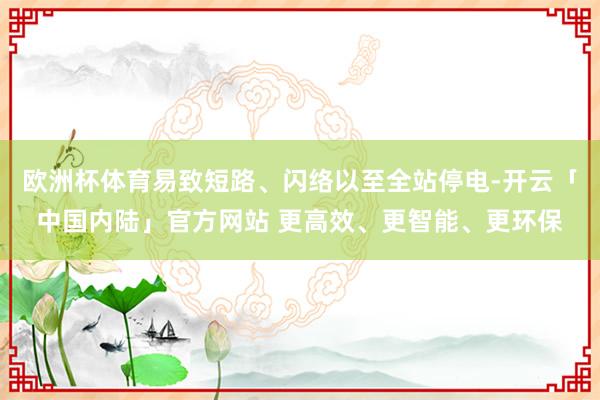 欧洲杯体育易致短路、闪络以至全站停电-开云「中国内陆」官方网站 更高效、更智能、更环保