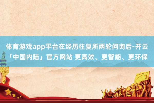 体育游戏app平台在经历往复所两轮问询后-开云「中国内陆」官方网站 更高效、更智能、更环保