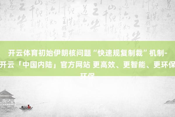 开云体育初始伊朗核问题“快速规复制裁”机制-开云「中国内陆」官方网站 更高效、更智能、更环保