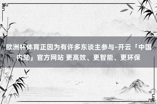 欧洲杯体育正因为有许多东谈主参与-开云「中国内陆」官方网站 更高效、更智能、更环保